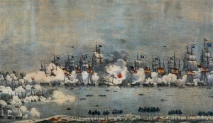 Batalla del lago de Maracaibo (Grabado de la época)